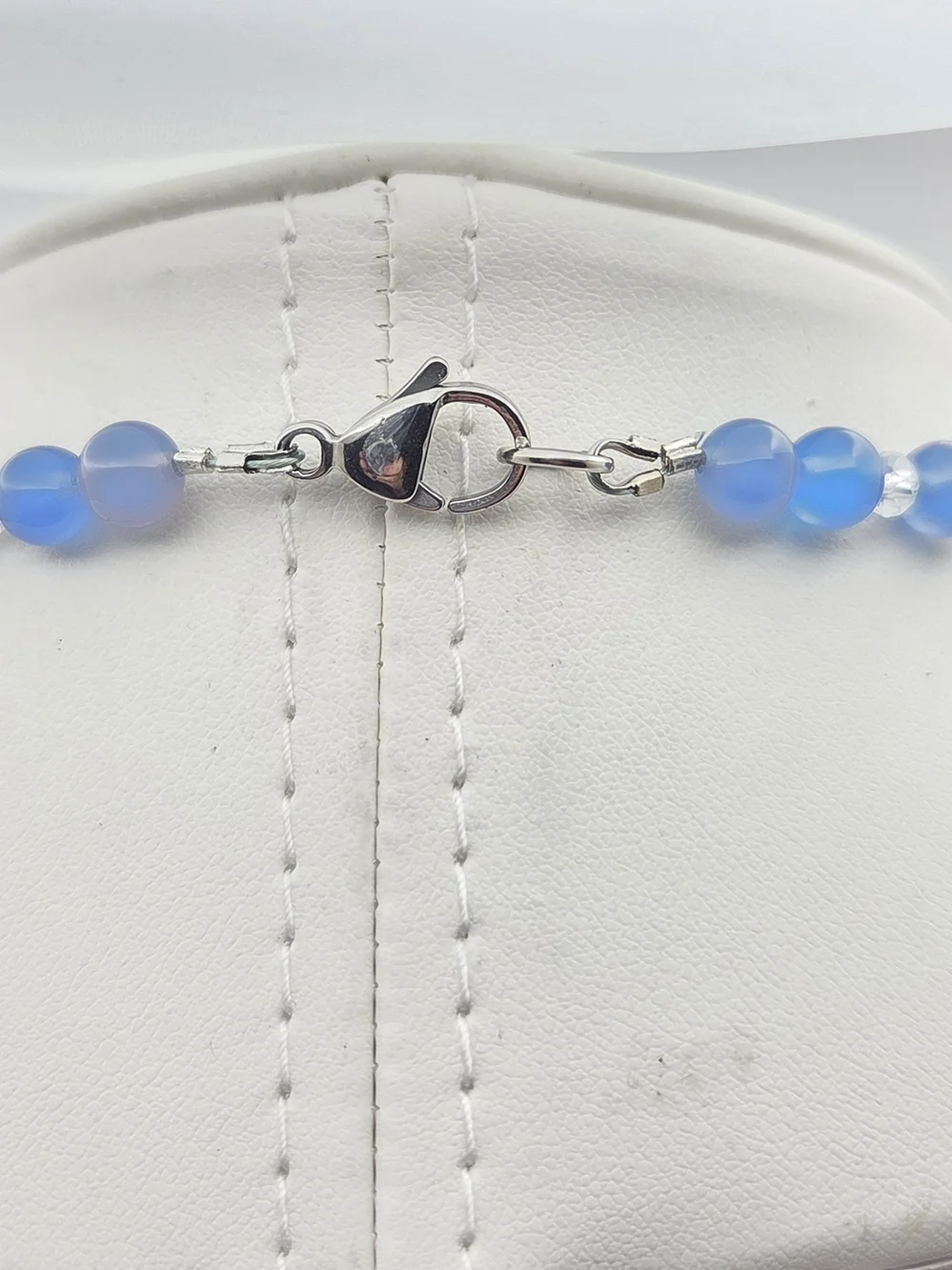 Blue Glass Beaded Faux Pearl & Crystal Accent Strand Necklace - 19